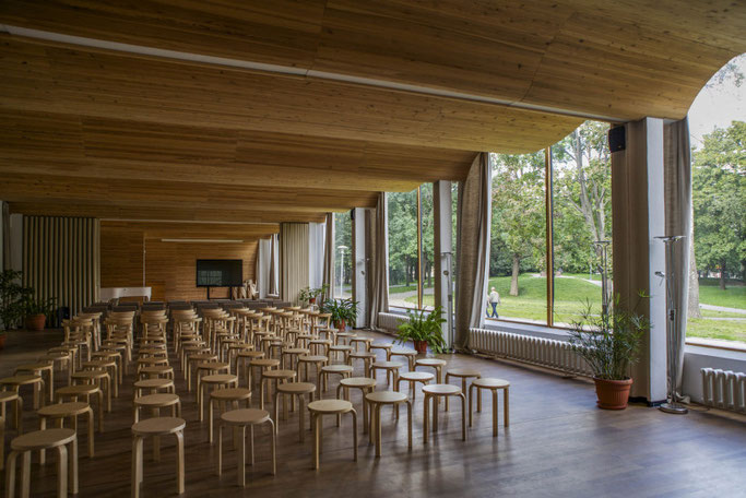 The restored lecture hall via archidaily