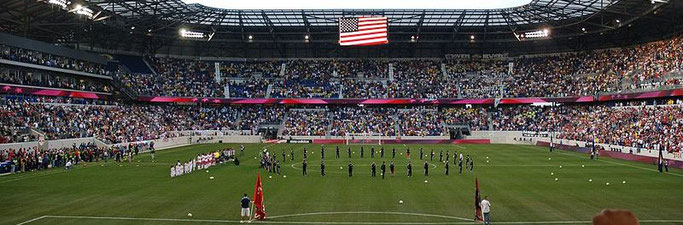 SAM SZAPUCKI. VIEW FROM BEHIND THE GOAL AT RED BULL ARENA IN HARRISON, NJ.