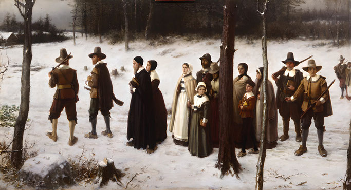 BOUGHTON, GEORGE HENRY. THE PILGRIMS GOING TO CHURCH. 1867.