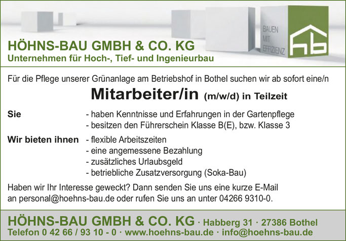 Jobs ROW Bothel Gartenarbeit