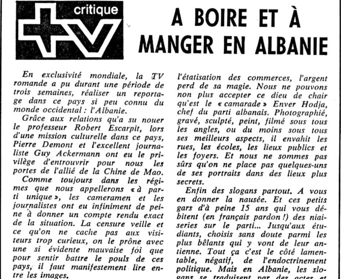 Burimi: FAN – Feuilles d’Avis de Neuchâtel, e premte, 12 shkurt 1971, faqe n°6