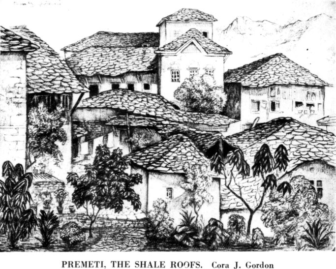 Përmeti, çati prej rreshpi. Cora J. Gordon — Burimi : Country Life, 28 dhjetor 1940, f.560 – 562