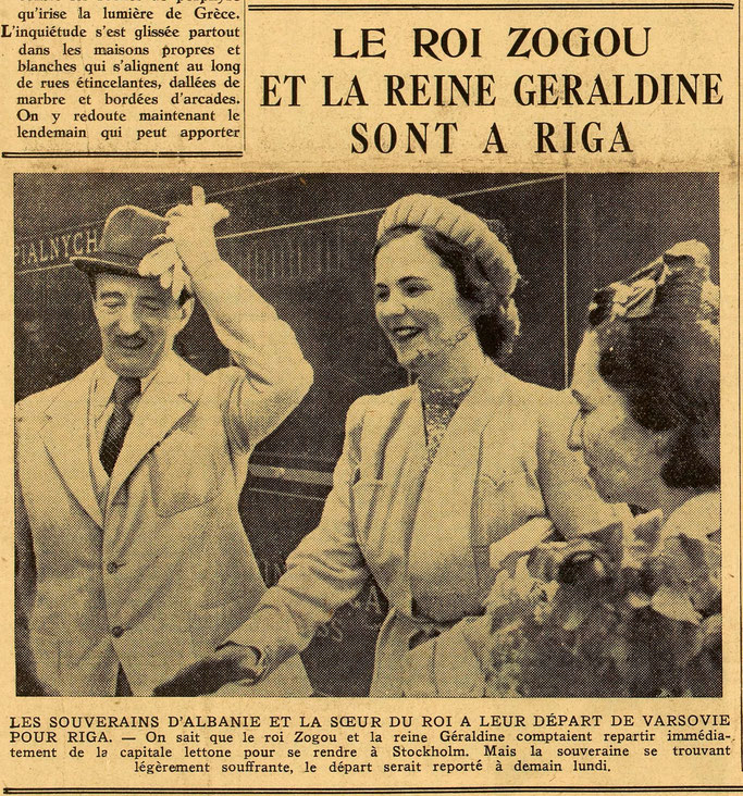 Sovranët e Shqipërisë dhe motra e mbretit gjatë largimit nga Varshava për në Riga - Burimi : gallica.bnf.fr / Bibliothèque nationale de France