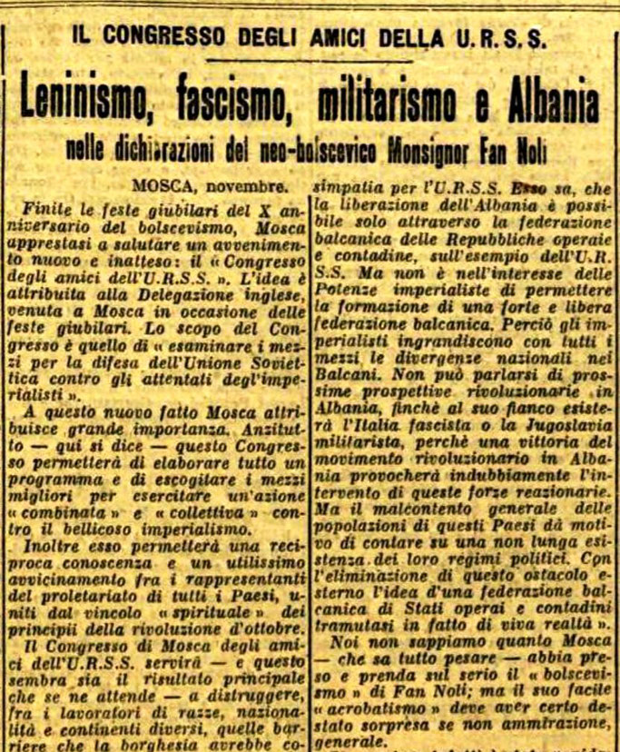 Burimi : La Tribuna, e martë, 15 nëntor 1927, ballinë