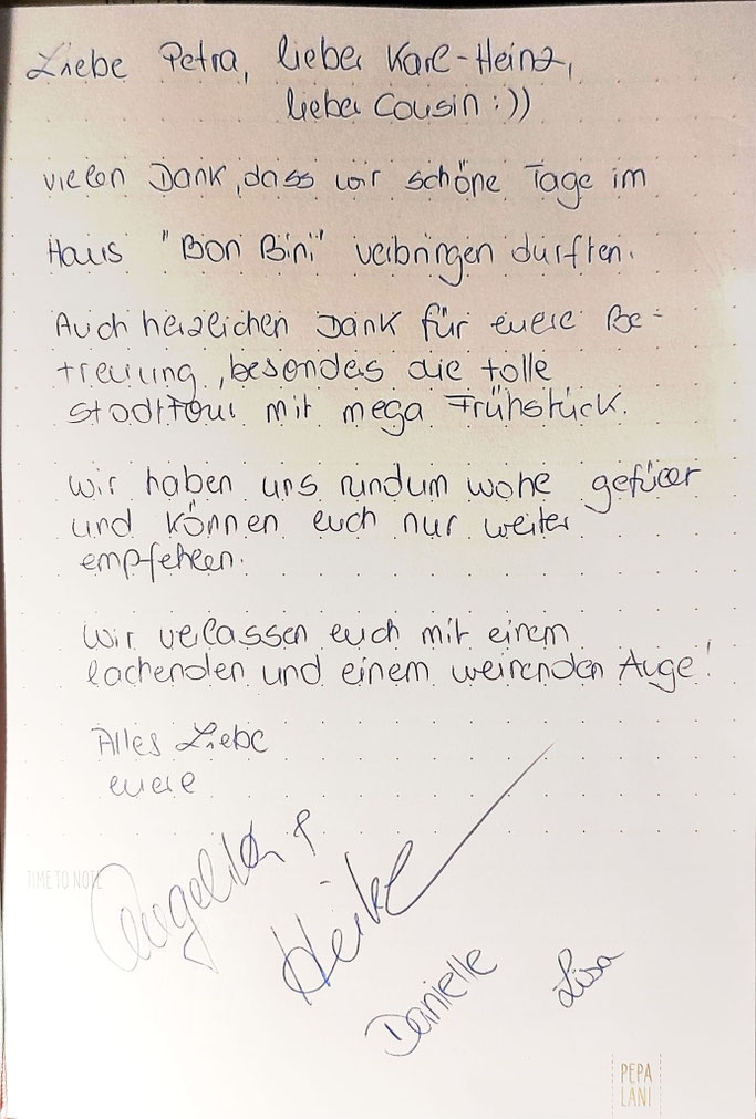Gästebuch - Urlaub - Curacao - Stalter - Angelika - Heike - Danielle - Lisa