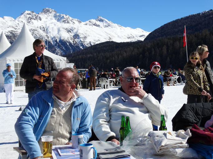 Spectators relaxing in the winter sunshine watching the cricket!
