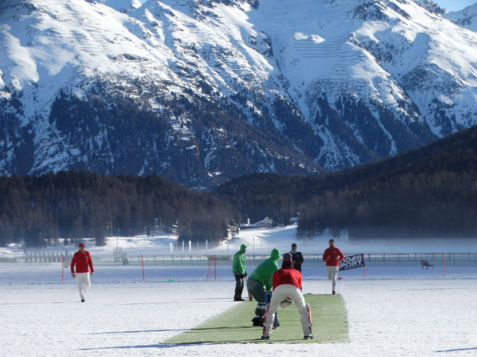 A spectacular backdrop to Cricket on Ice
