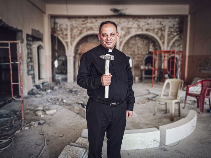 Paul Habib Yousif al-Mekko koordinierte den Wiederaufbau in zahlreichen Orten der irakischen Ninive-Ebene. © Kirche in Not