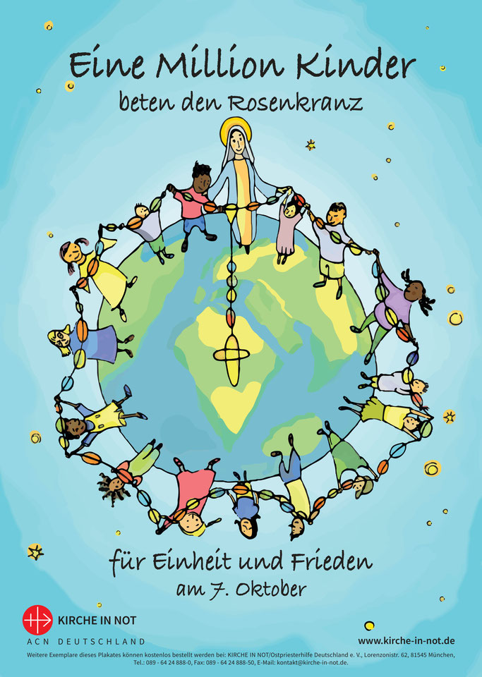 Plakat der Gebetsaktion „Eine Million Kinder beten den Rosenkranz“. © Kirche in Not.jpg