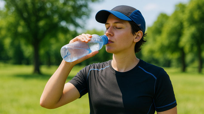 Sportler sollten ausreichend trinken, um ausgeschwitzte Flüssigkeit und Elektrolyte zu ersetzen. Foto: Debeka/KI 