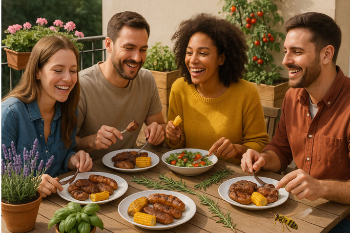 Einen Versuch wert: Der Duft mancher Pflanzen kann Wespen vom gedeckten Tisch fernhalten. Foto: Debeka 