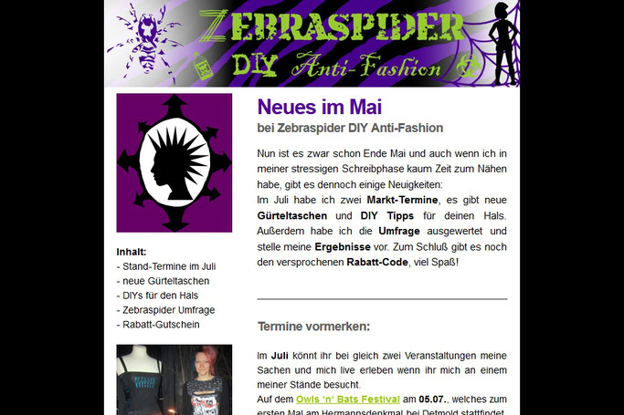 Warum du die Zebraspider Emails abonnieren solltest - zweite von 2014 - Zebraspider DIY Anti-Fashion Blog