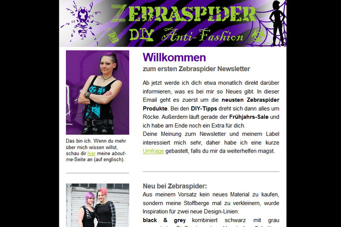 Warum du die Zebraspider Emails abonnieren solltest - erste von 2014 - Zebraspider DIY Anti-Fashion Blog