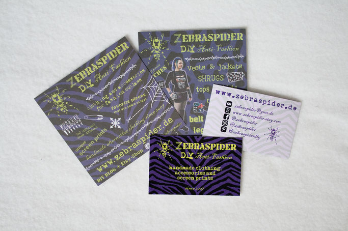 Buttons, Stempel und Verpackung - Recycling Flyer und Visitenkarten - Zebraspider DIY Anti-Fashion Blog