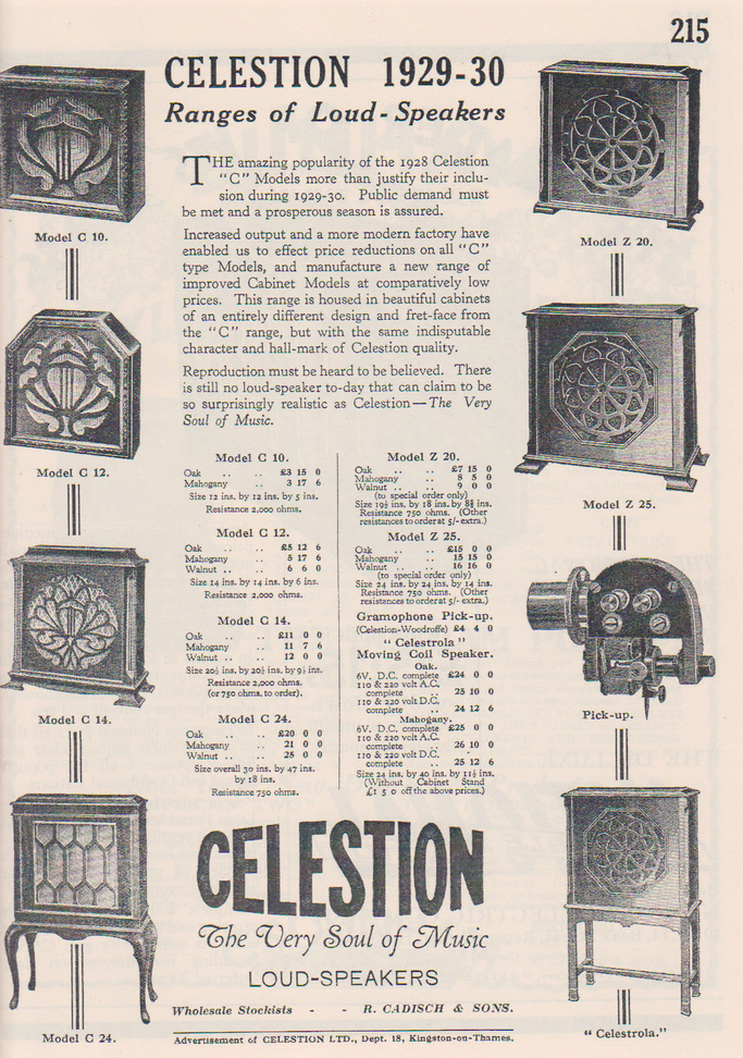 Celestion Advert from 1929 
