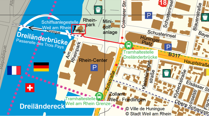 Schiffsanlegestelle Weil am Rhein, Rheinpark Friedlingen