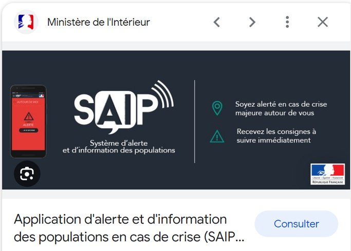 Système d'Alerte et d'Information des populations SAIP - FRANCE - gouv - fr