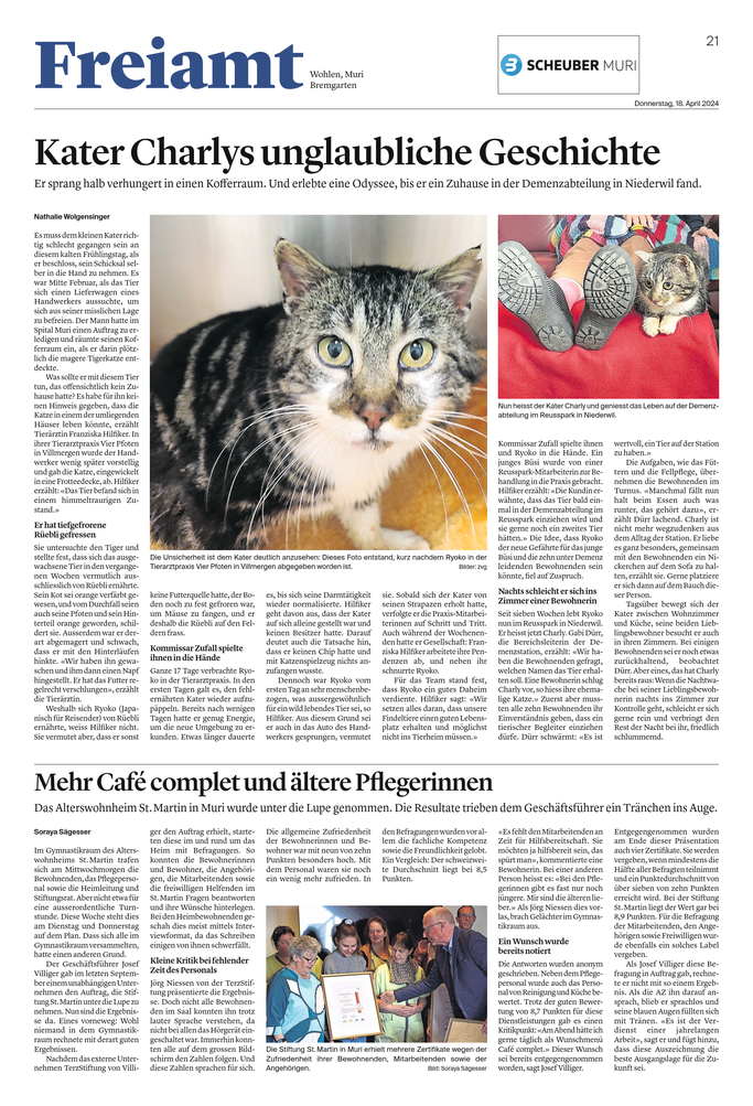 AZ Zeitung Bericht vom 18. April 2024 - Nathalie Wolgensinger