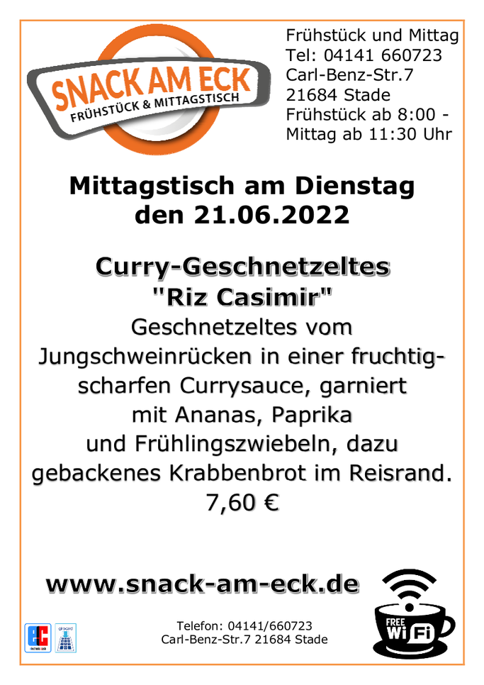 Mittagstisch am Dienstag den 21.06.2022