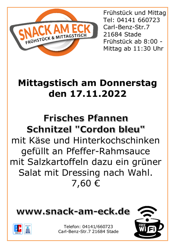 Mittagstisch am Donnerstag den 17.11.2022