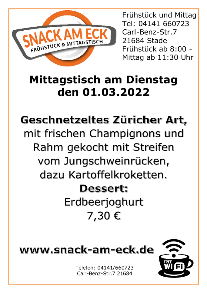 Mittagstisch am Mittwoch den 01.03.2022: 