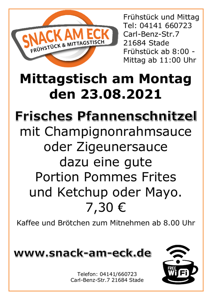 Mittagstisch am Montag den 23.08.2021: 
