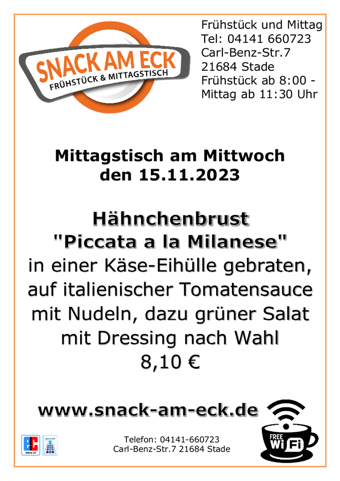 Mittagstisch am Mittwoch den 15.11.2023
