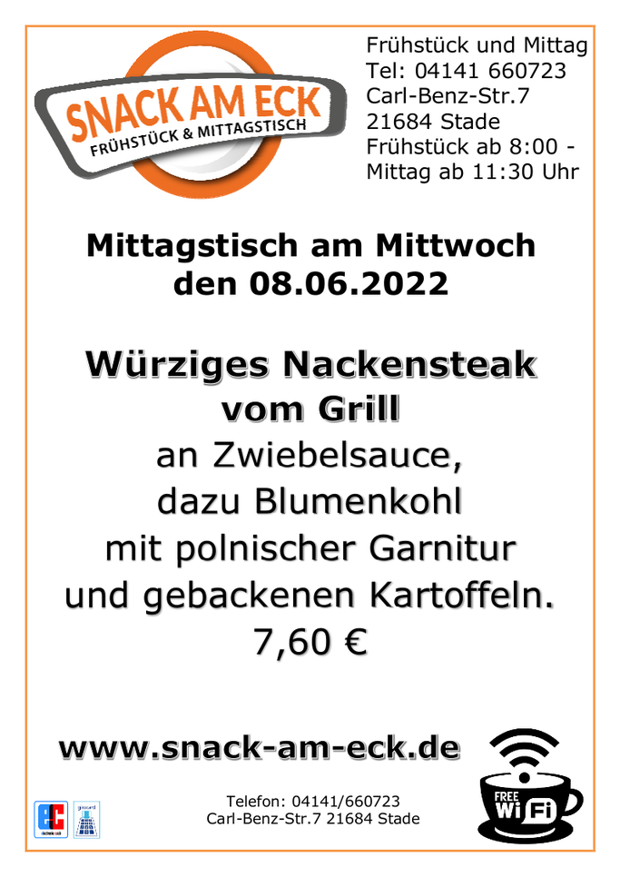 Mittagstisch am Mittwoch den 08.06.2022
