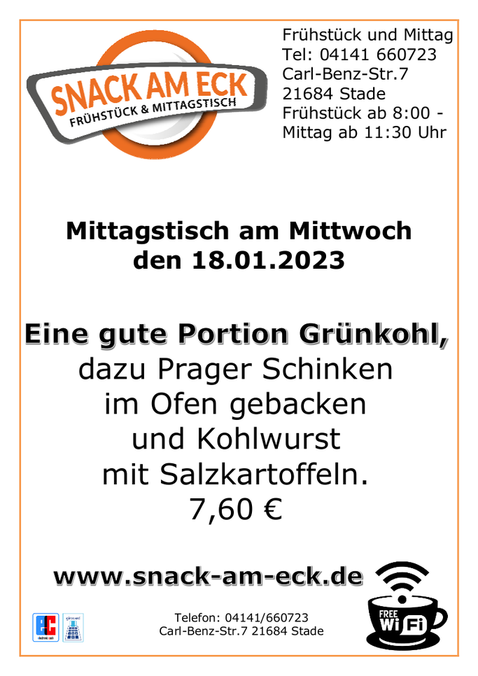 Mittagstisch am Mittwoch den 18.01.2023