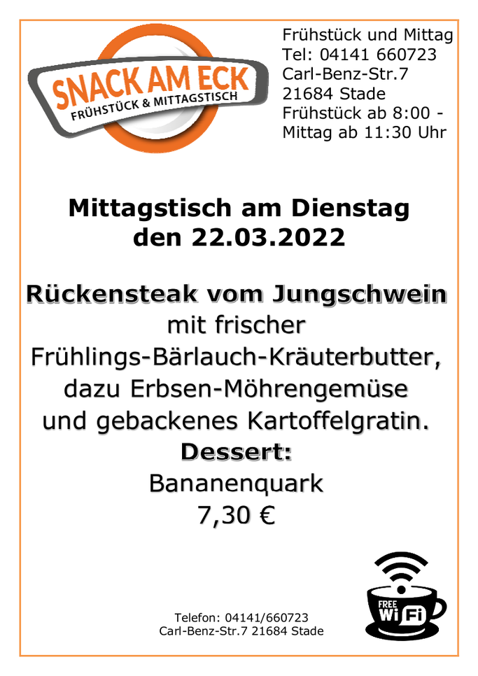 Mittagstisch am Dienstag den 22.03.2022
