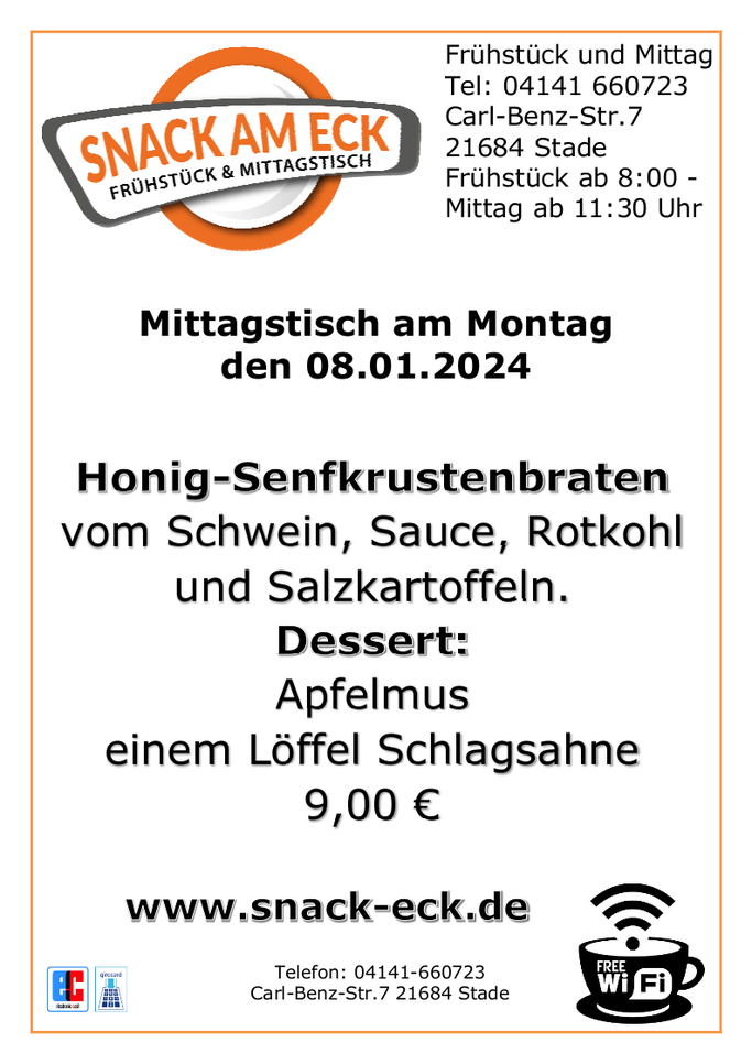 Mittagstisch am Montag den 08.01.2024
