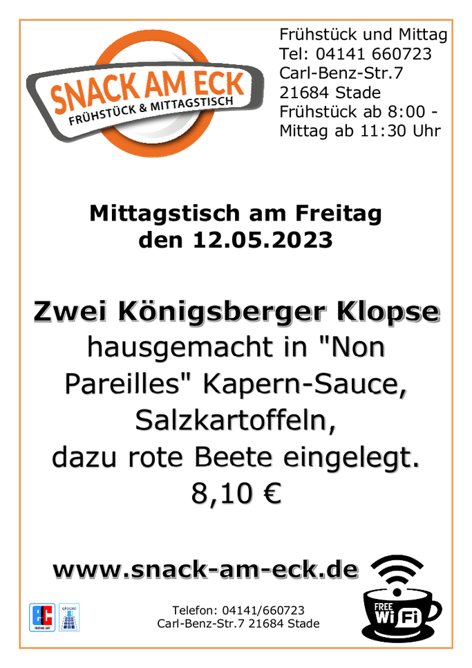 Mittagstisch am freitag den 12.05.2023