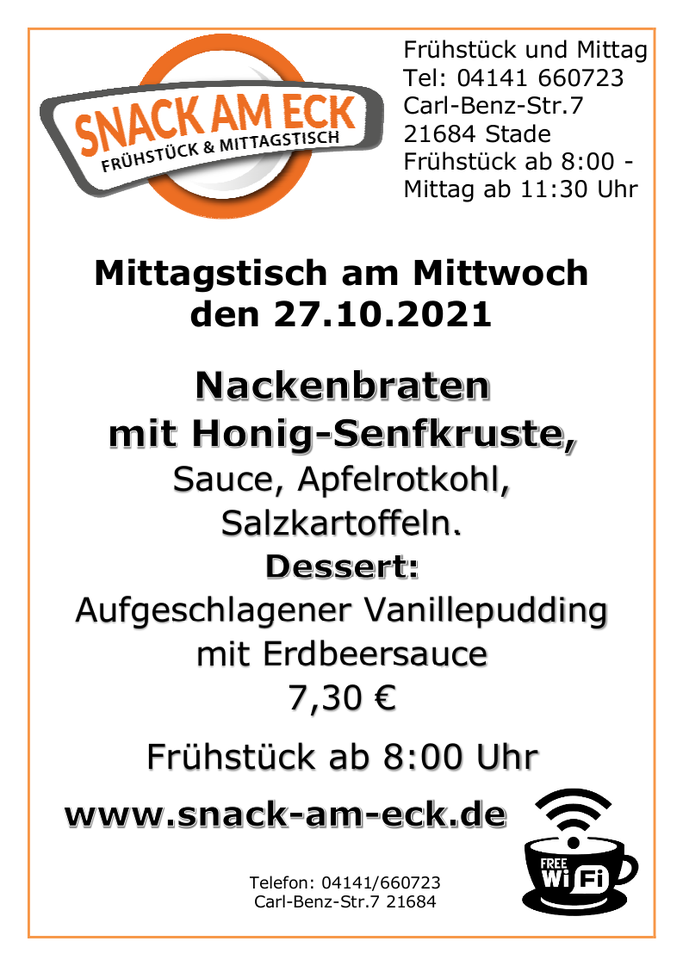 Mittagstisch am Mittwoch den 27.10.2021: 