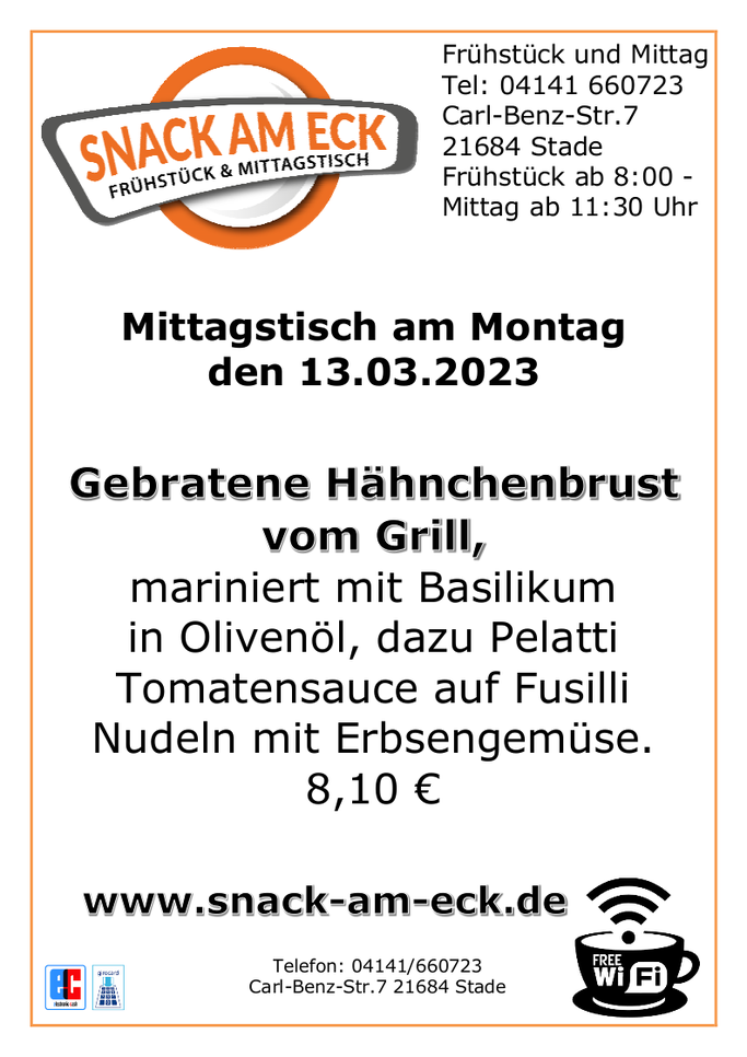 Mittagstisch am Montag den 13.03.2023