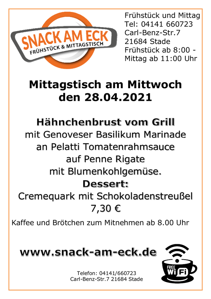 Mittagstisch am Mittwoch den 28.04.2021: 
