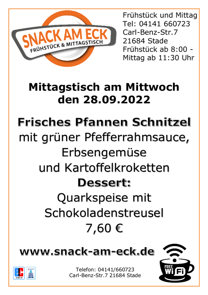 Mittagstisch am Mittwoch den 28.09.2022