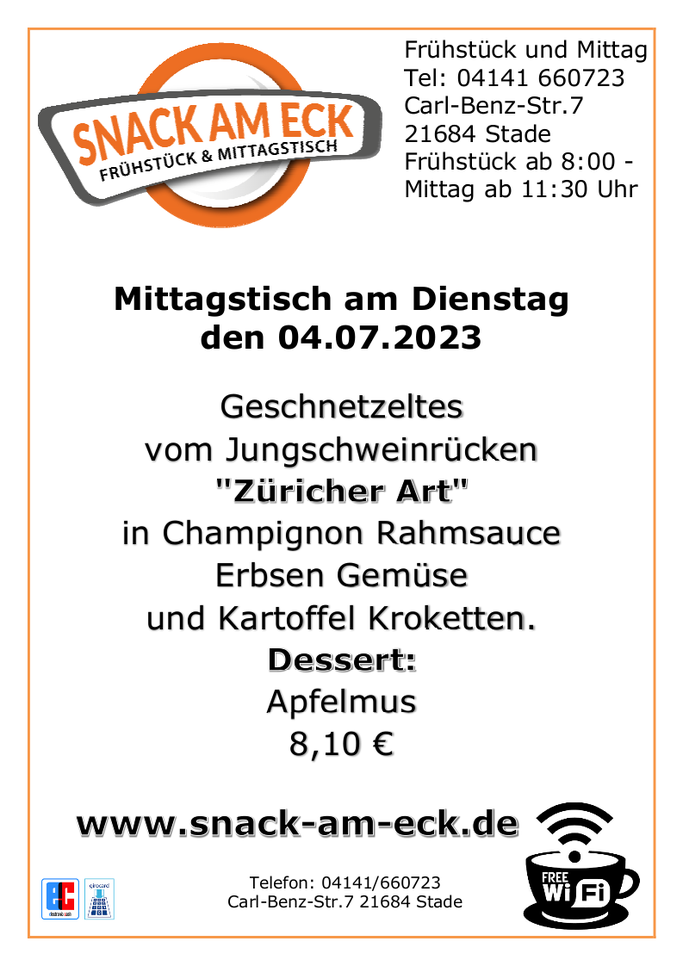 Mittagstisch am Dienstag den 04.07.2023