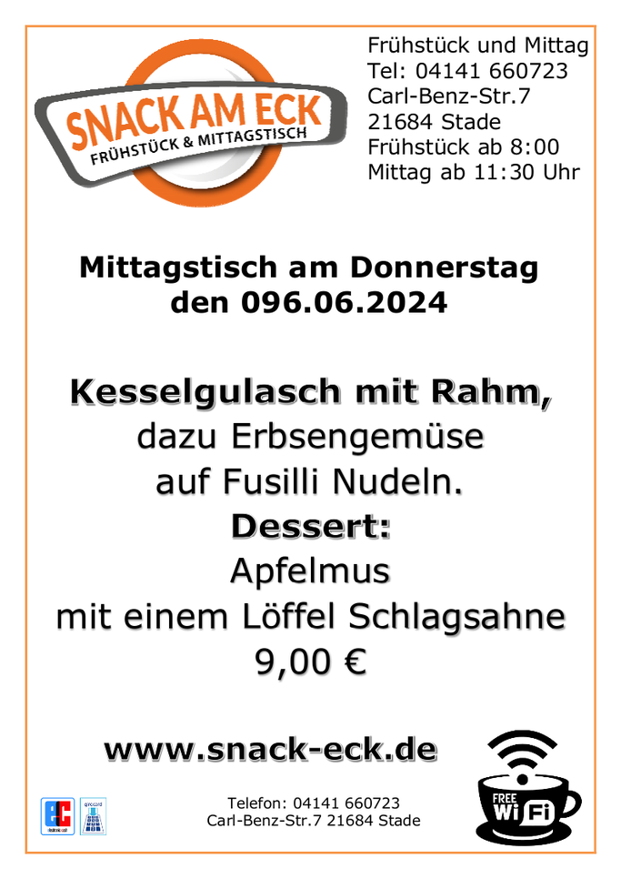 Mittagstisch am Donnerstag den 07.06.2024