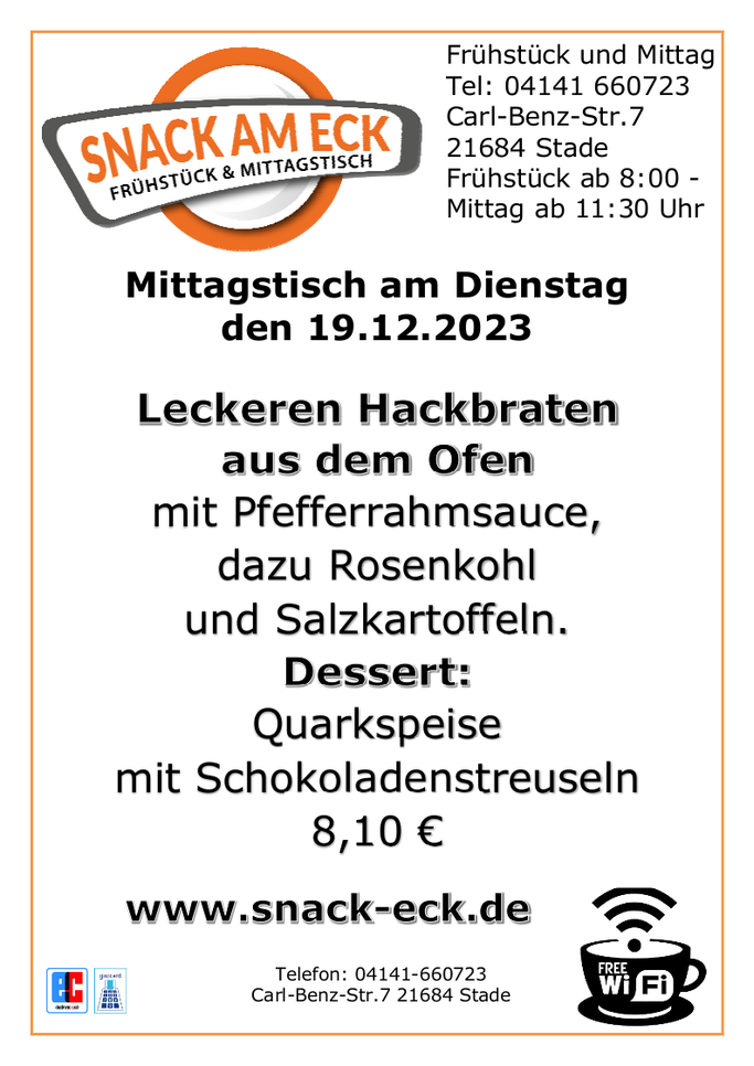 Mittagstisch am Dienstag den 19.12.2023