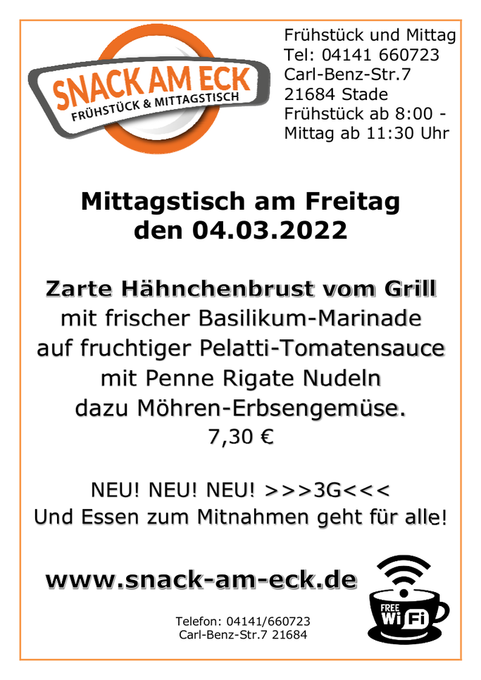Mittagstisch am Freitag den 04.03.2022