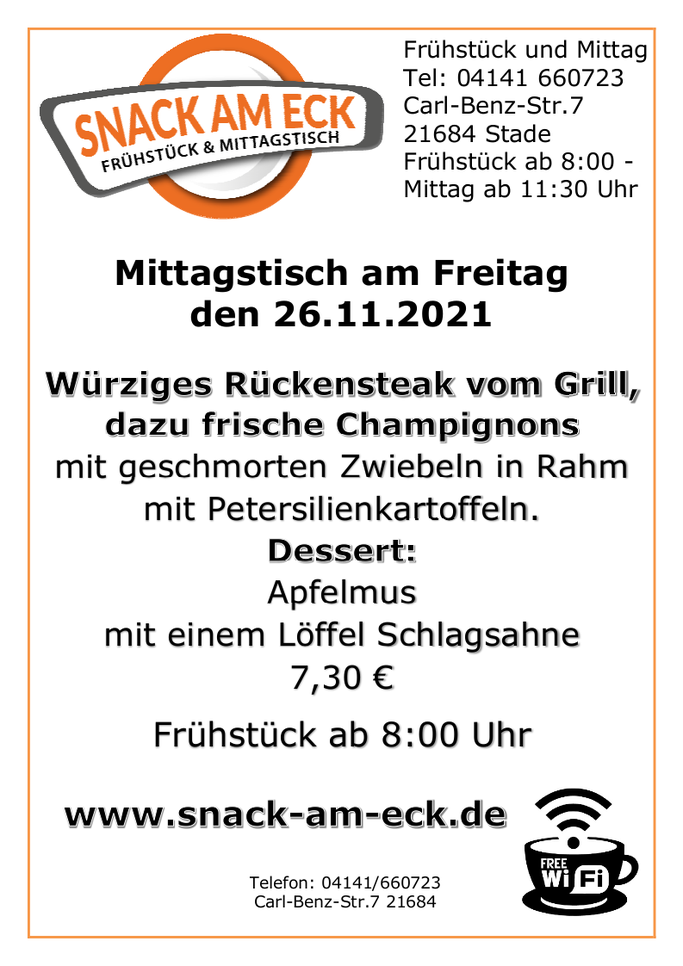 Mittagstisch am Mittwoch den 26.11.2021