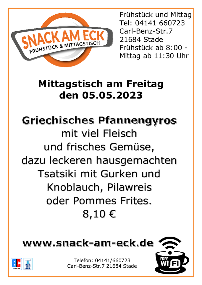 Mittagstisch am Freitag den 05.05.2023
