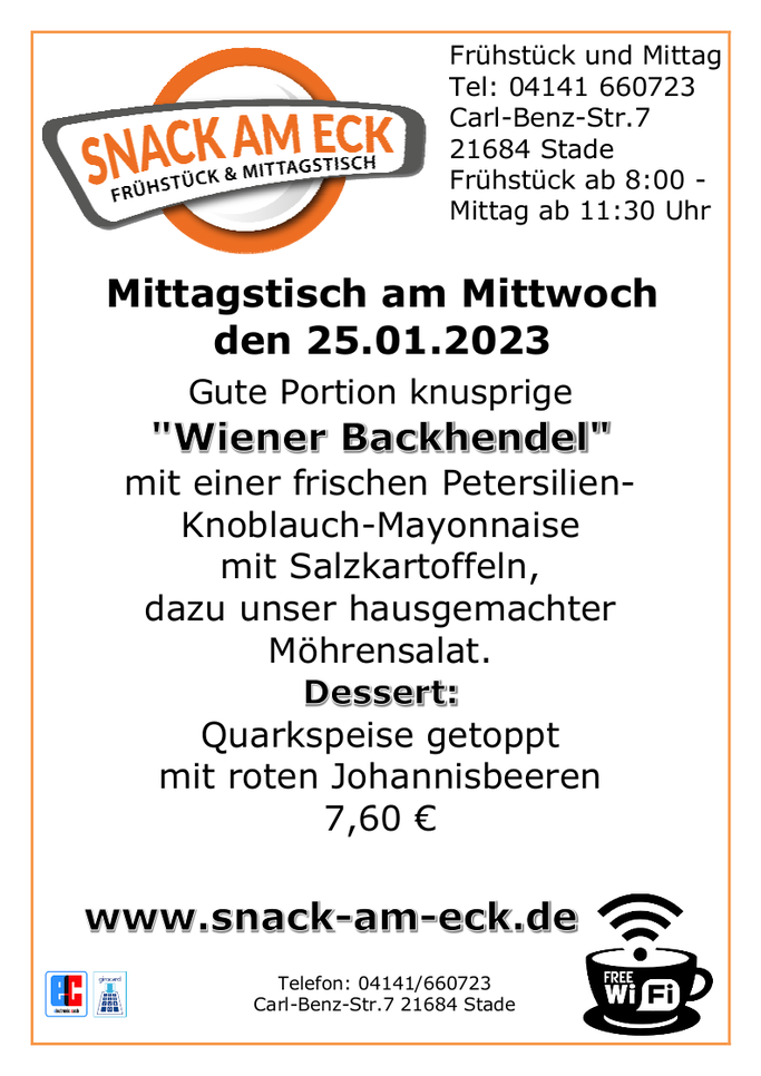 Mittagstisch am Mittwoch den 25.01.2023