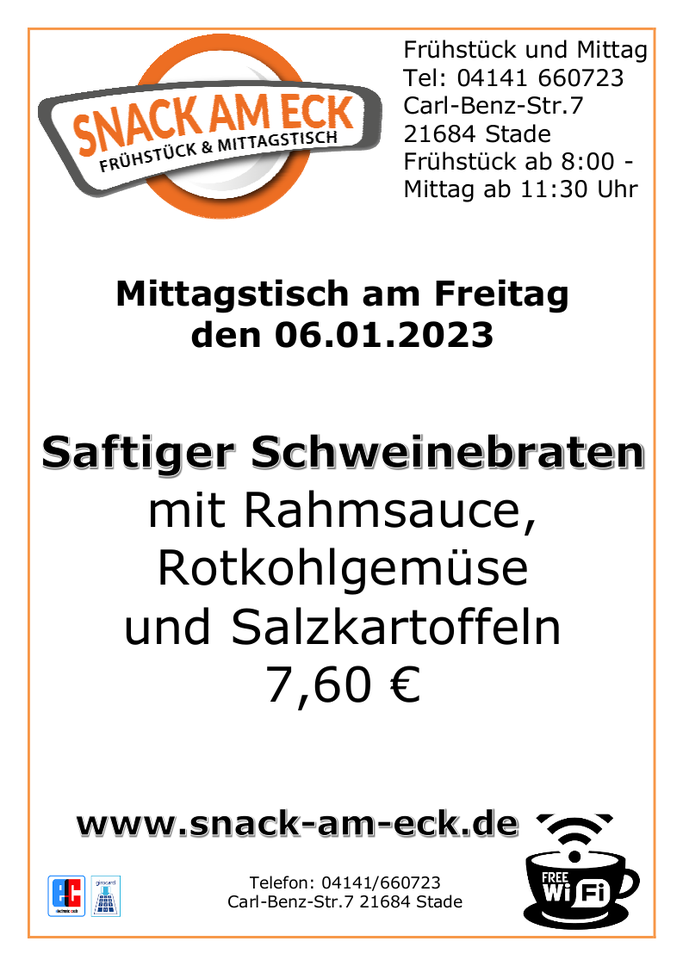 Mittagstisch am Freitag den 06.01.2023