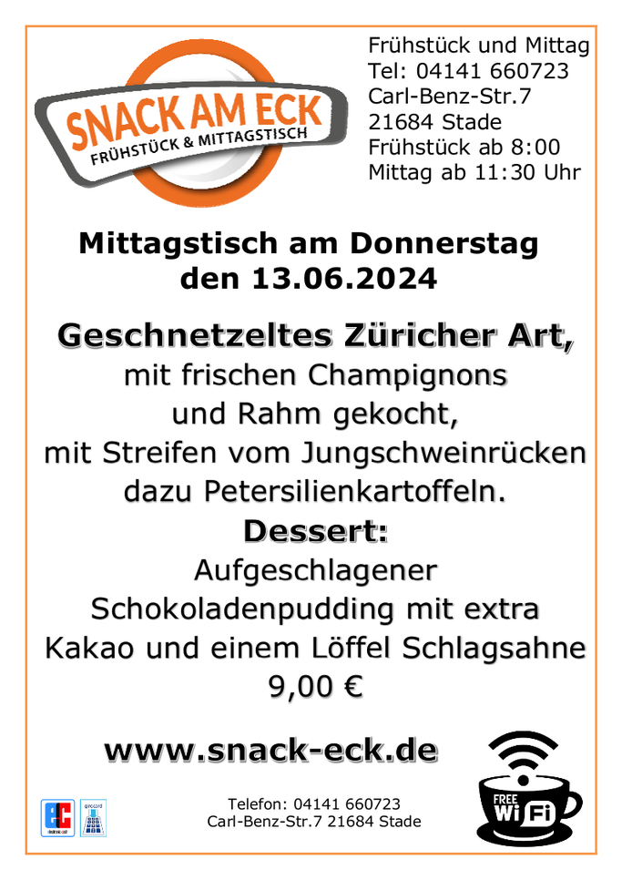 Mittagstisch am Donnerstag den 13.06.2024