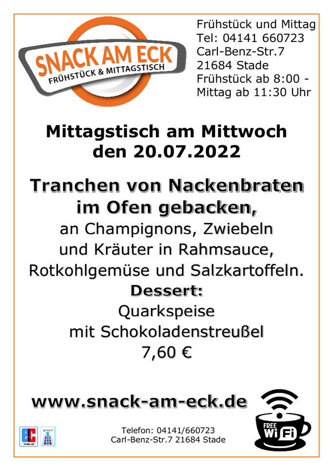Mittagstisch am Mittwoch den 20.07.2022