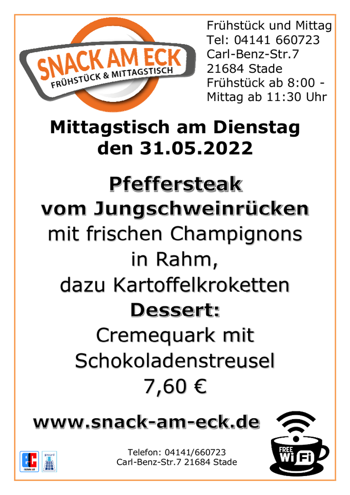Mittagstisch am Dienstag den 31.05.2022