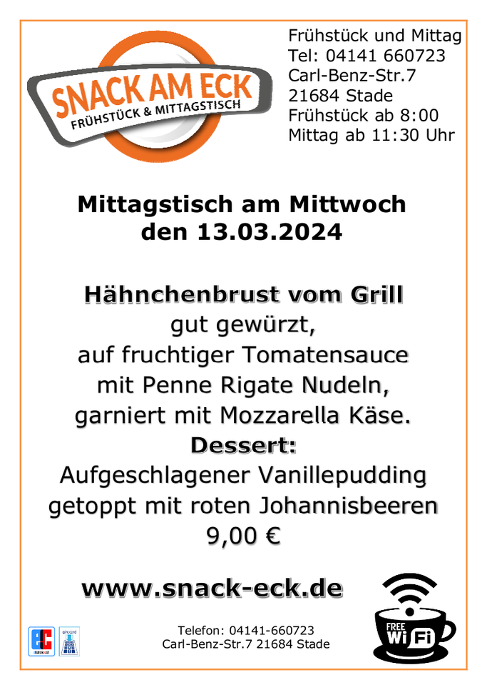 Mittagstisch am Mittwoch den 13.03.2024