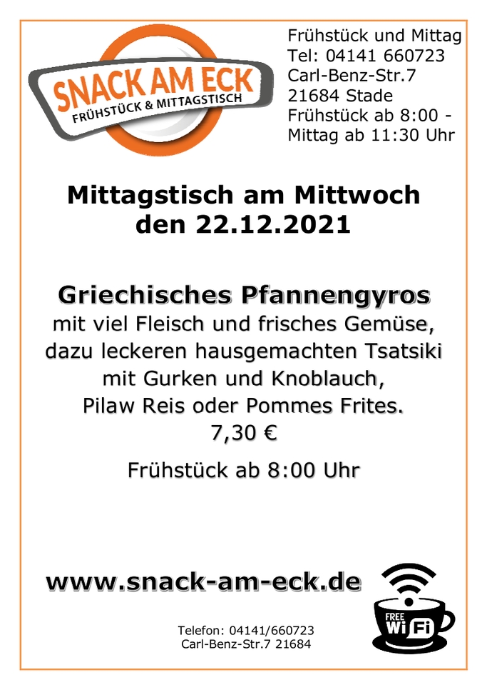 Mittagstisch am Mittwoch den 22.12.2021: 