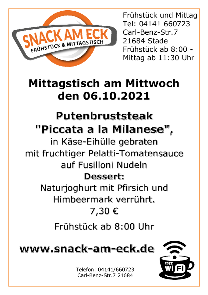 Mittagstisch am Mittwoch den 06.10.2021
